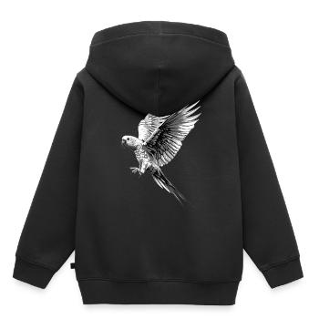 Sittiche - Kinder Premium Organic Hoodie - Schwarz - Hinten - AI Model Kid Male (0cm)