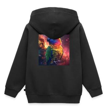 Sittiche - Kinder Premium Organic Hoodie - Schwarz - Hinten - AI Model Kid Male (0cm)