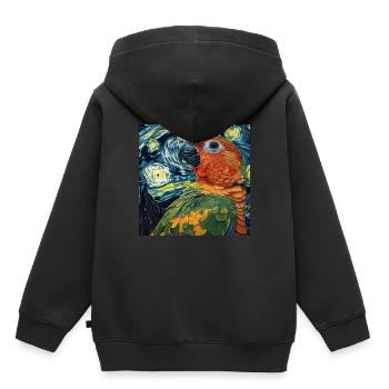 Sittiche - Kinder Premium Organic Hoodie - Schwarz - Hinten - AI Model Kid Male (0cm)