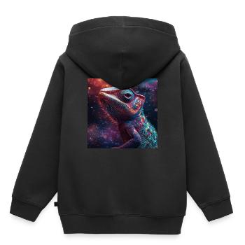 Chamäleon - Kinder Premium Organic Hoodie - Schwarz - Hinten - AI Model Kid Male (0cm)
