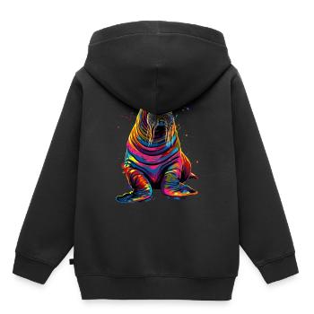 Walross - Kinder Premium Organic Hoodie - Schwarz - Hinten - AI Model Kid Male (0cm)