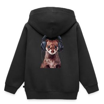 Wiesel - Kinder Premium Organic Hoodie - Schwarz - Hinten - AI Model Kid Male (0cm)