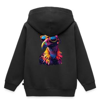 Geier - Kinder Premium Organic Hoodie - Schwarz - Hinten - AI Model Kid Male (0cm)