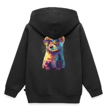 Wiesel - Kinder Premium Organic Hoodie - Schwarz - Hinten - AI Model Kid Male (0cm)