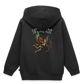 Cupids Arrow bringt Herzen zusammen - Kinder Premium Organic Hoodie - Schwarz - Hinten - AI Model Kid Male (0cm)