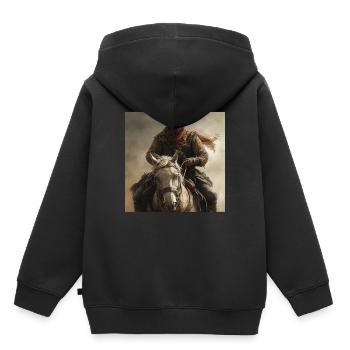 Cowboy - Kinder Premium Organic Hoodie - Schwarz - Hinten - AI Model Kid Male (0cm)