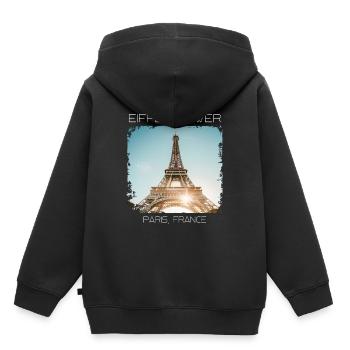 Eiffelturm - Kinder Premium Organic Hoodie - Schwarz - Hinten - AI Model Kid Male (0cm)