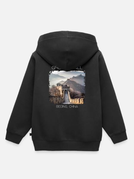 Große Mauer - Kinder Premium Organic Hoodie - Schwarz