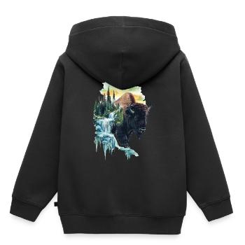 Bison - Kinder Premium Organic Hoodie - Schwarz - Hinten - AI Model Kid Male (0cm)