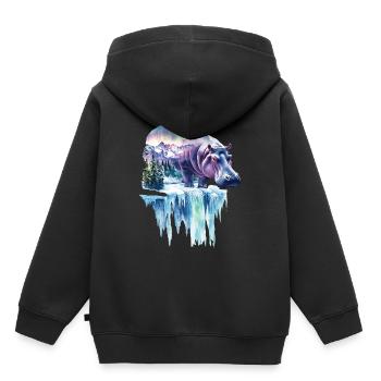 Nilpferd - Kinder Premium Organic Hoodie - Schwarz - Hinten - AI Model Kid Male (0cm)
