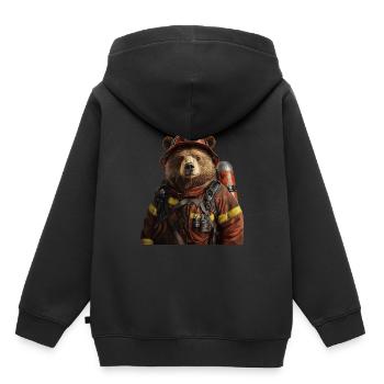 Tragen - Kinder Premium Organic Hoodie - Schwarz - Hinten - AI Model Kid Male (0cm)