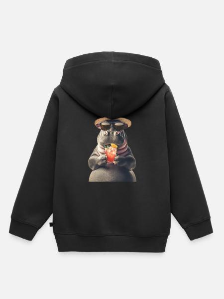 Nilpferd - Kinder Premium Organic Hoodie - Schwarz