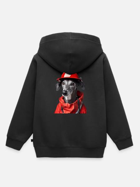 Windhund - Kinder Premium Organic Hoodie - Schwarz