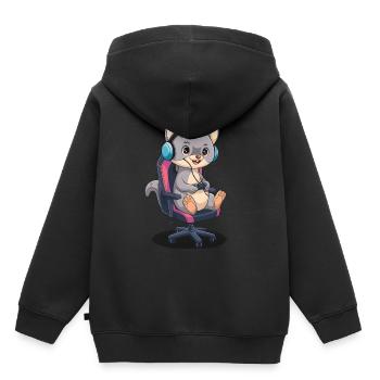 Wiesel - Kinder Premium Organic Hoodie - Schwarz - Hinten - AI Model Kid Male (0cm)