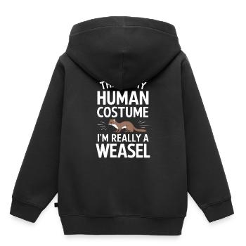 Wiesel - Kinder Premium Organic Hoodie - Schwarz - Hinten - AI Model Kid Male (0cm)