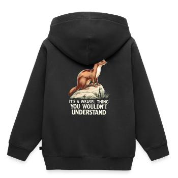 Wiesel - Kinder Premium Organic Hoodie - Schwarz - Hinten - AI Model Kid Male (0cm)