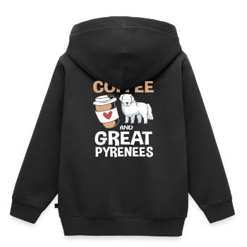 Chien des Pyrénées - Sweat Premium à capuche enfant bio - noir - Dos - AI Model Kid Male (0cm)