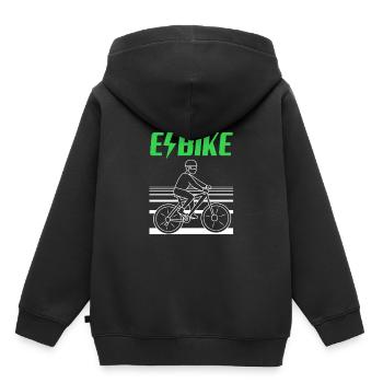 E-Bike EBike E Bike - Sweat Premium à capuche enfant bio - noir - Dos - AI Model Kid Male (0cm)