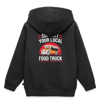 Camion de restauration de snacks - Sweat Premium à capuche enfant bio - noir - Dos - AI Model Kid Male (0cm)
