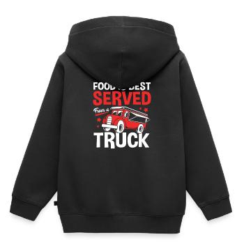 Camion de restauration de snacks - Sweat Premium à capuche enfant bio - noir - Dos - AI Model Kid Male (0cm)