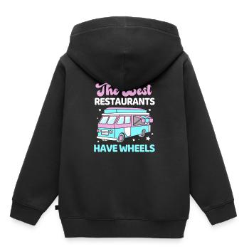 Camion de restauration de snacks - Sweat Premium à capuche enfant bio - noir - Dos - AI Model Kid Male (0cm)