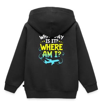 Hôtesse de l’air hôtesse de l’air - Sweat Premium à capuche enfant bio - noir - Dos - AI Model Kid Male (0cm)