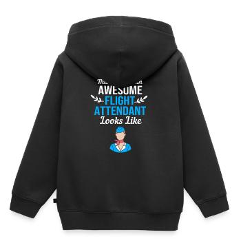 Hôtesse de l’air hôtesse de l’air - Sweat Premium à capuche enfant bio - noir - Dos - AI Model Kid Male (0cm)
