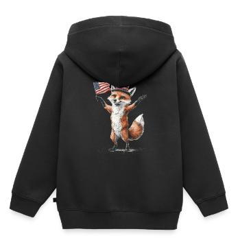 Fuchs - Kinder Premium Organic Hoodie - Schwarz - Hinten - AI Model Kid Male (0cm)
