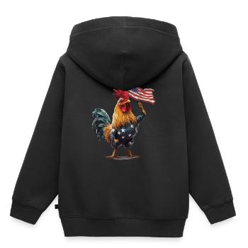 Hahn - Kinder Premium Organic Hoodie - Schwarz - Hinten - AI Model Kid Male (0cm)