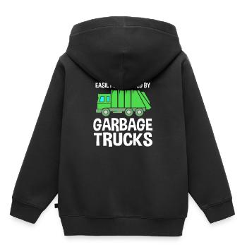 Garbage Truck Garbage Truck Garbage Man Trash Can - Kids Premium Organic Hoodie - black - Back - AI Model Kid Male (0cm)