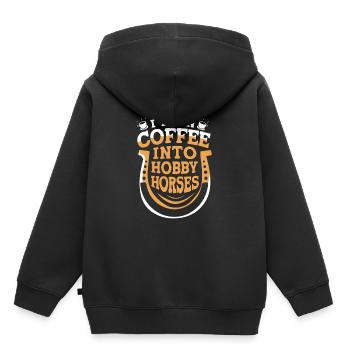 Hobby Cheval Hobby Horsing Hobbyhorsing - Sweat Premium à capuche enfant bio - noir - Dos - AI Model Kid Male (0cm)