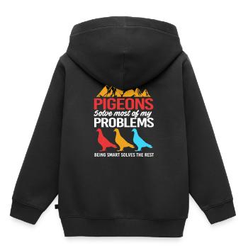 Pigeons Pigeon - Sweat Premium à capuche enfant bio - noir - Dos - AI Model Kid Male (0cm)
