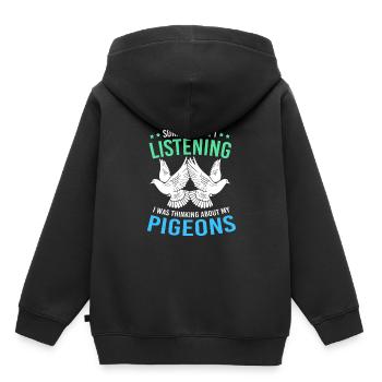 Pigeons pigeons - Sweat Premium à capuche enfant bio - noir - Dos - AI Model Kid Male (0cm)