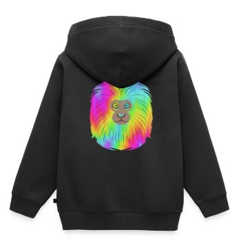 Singe Tamarin Singe Singe Visage de Singe - Sweat Premium à capuche enfant bio - noir - Dos - AI Model Kid Male (0cm)