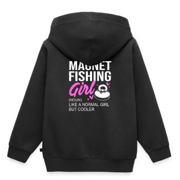 Pêche à l’aimant Pêcheur à l’aimant Pêche à l’aimant - Sweat Premium à capuche enfant bio - noir - Dos - AI Model Kid Male (0cm)