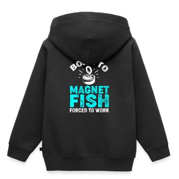 Pêche à l’aimant Pêcheur à l’aimant Pêche à l’aimant - Sweat Premium à capuche enfant bio - noir - Dos - AI Model Kid Male (0cm)