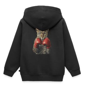 Leopard - Kinder Premium Organic Hoodie - Schwarz - Hinten - AI Model Kid Male (0cm)