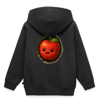 Apfel - Kinder Premium Organic Hoodie - Schwarz - Hinten - AI Model Kid Male (0cm)