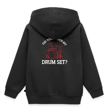 Drummer Drumsticks Tambours - Sweat Premium à capuche enfant bio - noir - Dos - AI Model Kid Male (0cm)