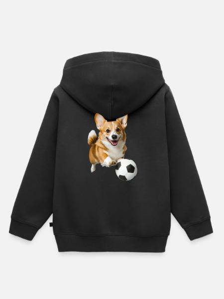 Corgi - Kinder Premium Organic Hoodie - Schwarz