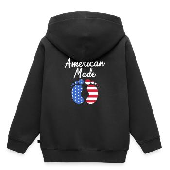 Baby Shower Juillet - Sweat Premium à capuche enfant bio - noir - Dos - AI Model Kid Male (0cm)