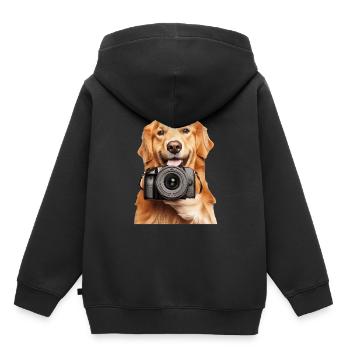 Golden Retriever - Kinder Premium Organic Hoodie - Schwarz - Hinten - AI Model Kid Male (0cm)