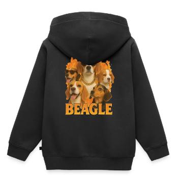 Beagle - Kinder Premium Organic Hoodie - Schwarz - Hinten - AI Model Kid Male (0cm)