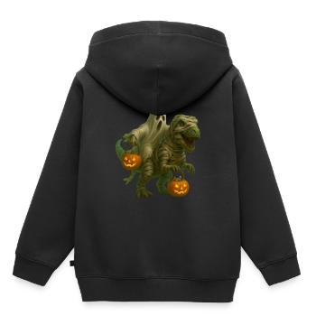T-Rex - Kinder Premium Organic Hoodie - Schwarz - Hinten - AI Model Kid Male (0cm)