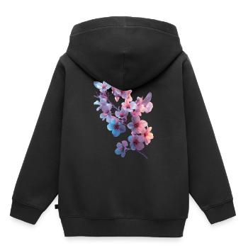 Kirschblüten - Kinder Premium Organic Hoodie - Schwarz - Hinten - AI Model Kid Male (0cm)
