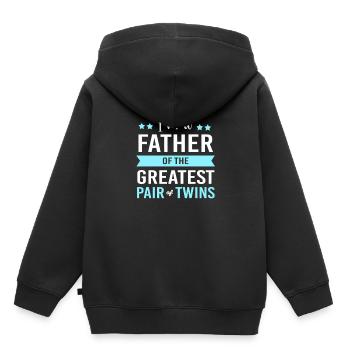 Papa jumeau Jumeaux Père - Sweat Premium à capuche enfant bio - noir - Dos - AI Model Kid Male (0cm)
