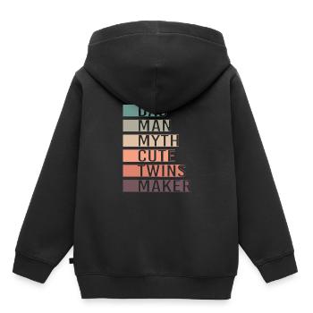 Papa jumeau Jumeaux Père - Sweat Premium à capuche enfant bio - noir - Dos - AI Model Kid Male (0cm)