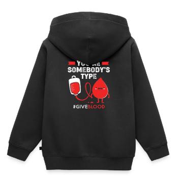 Don de sang Donneur de sang - Sweat Premium à capuche enfant bio - noir - Dos - AI Model Kid Male (0cm)