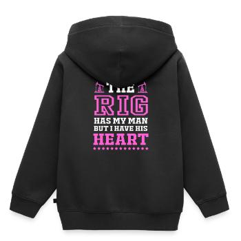 Plate-forme pétrolière Champ pétrolifère Plate-forme pétrolière Femme - Sweat Premium à capuche enfant bio - noir - Dos - AI Model Kid Male (0cm)