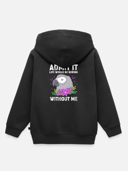 Papagei Grau Graupapagei - Kinder Premium Organic Hoodie - Schwarz